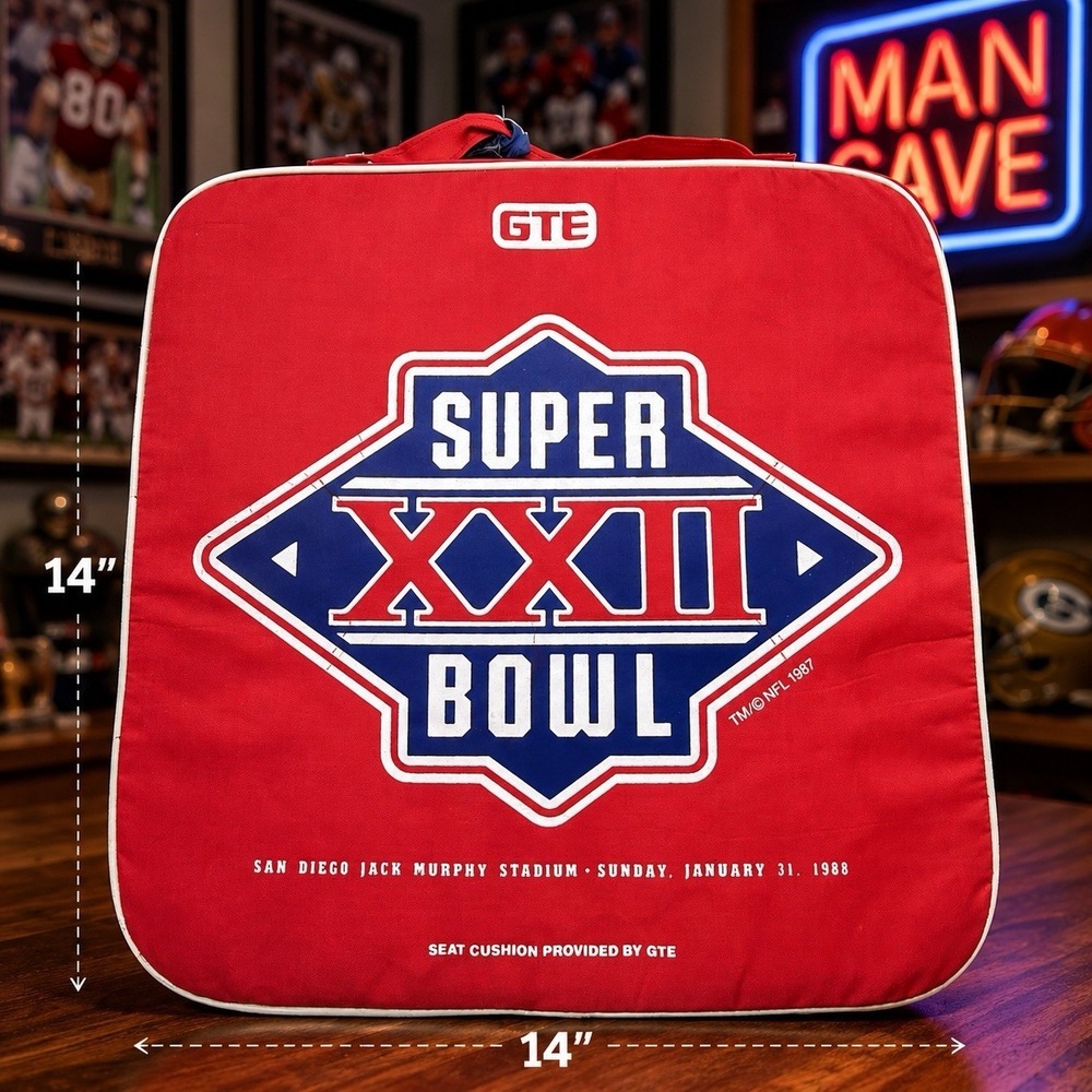 Vintage Super Bowl XXII Stadium Cushion Washington vs Broncos GTE 1988 NFL